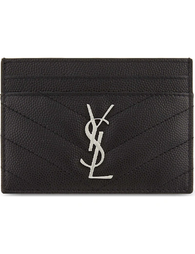 Shop Saint Laurent Women's Black Monogram Quilted Leather Cardholder