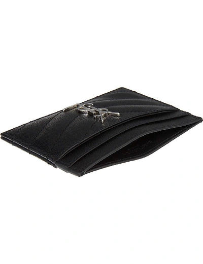 Shop Saint Laurent Women's Black Monogram Quilted Leather Cardholder