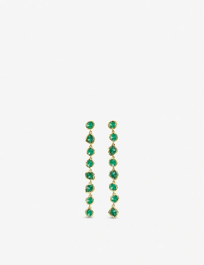 Shop Monica Vinader Siren Mini Nugget 18ct Gold-plated Sterling Silver And Green Onyx Cocktail Earrings In 18ct Gold Vermeil