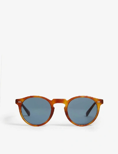 Shop Oliver Peoples Women's Brown Gregory Peck Tortoiseshell Round-frame Sunglasses