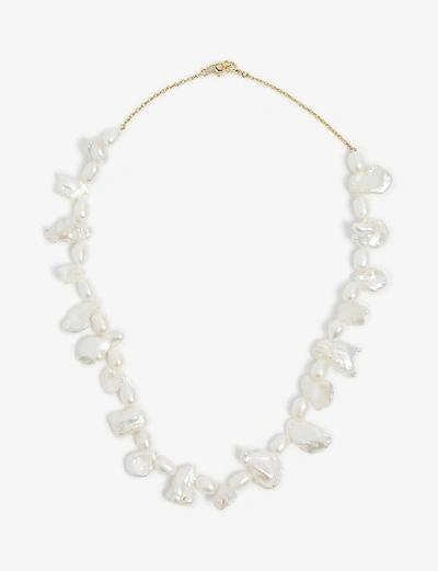 Shop Anissa Kermiche Shelley Pearl Gold-plated Necklace In White