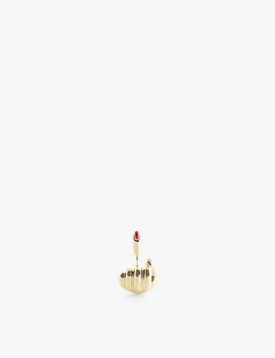 Shop Anissa Kermiche French For Goodnight 18ct Yellow-gold Single Stud Earring In Gold Red