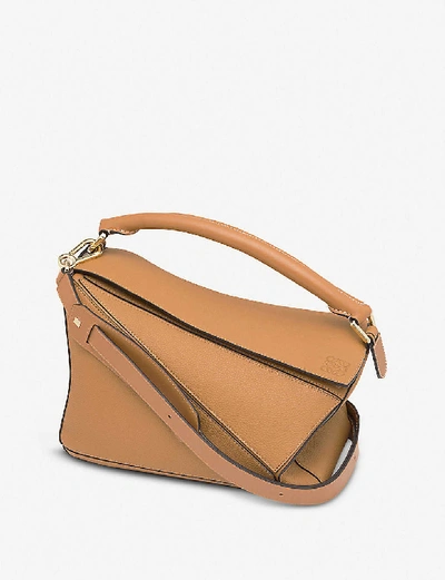 Shop Loewe Ladies Light Caramel Brown Puzzle Leather Shoulder Bag