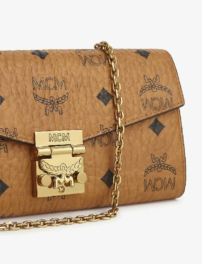 Shop Mcm Womens Cognac Patricia Leather Cross-body Bag