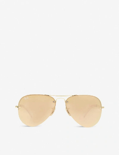 Shop Ray Ban Ray-ban Women's Gold Rb3449 Gold-toned Aviator Sunglasses