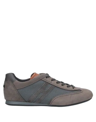 Shop Hogan Man Sneakers Khaki Size 7.5 Soft Leather, Polyester