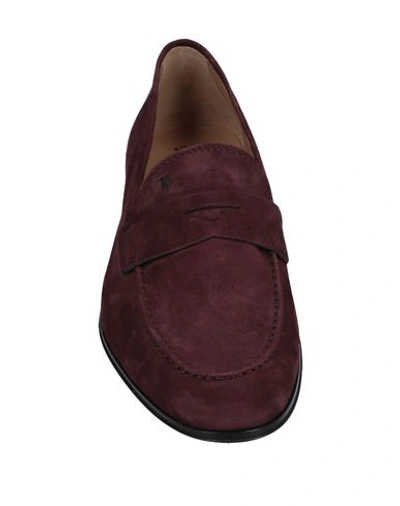Tod's Man Loafers Plum Size 8 Leather In Purple