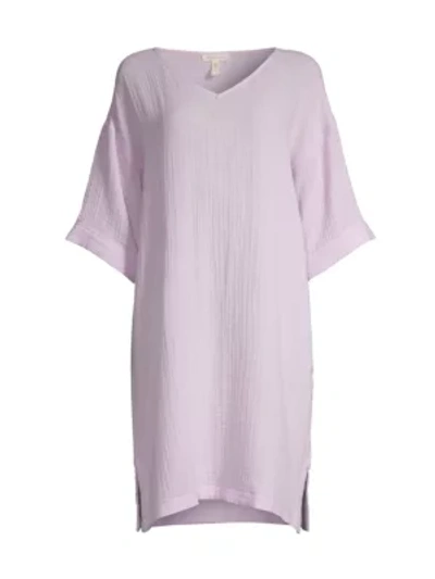 Shop Eileen Fisher V-neck Organic Cotton Dress In Malow