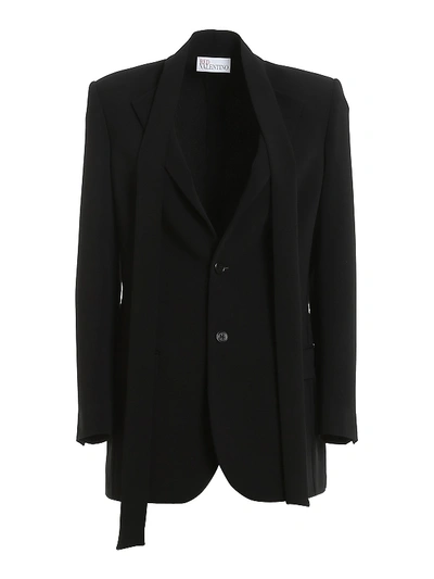 Shop Red Valentino Pussy Bow Blazer In Black