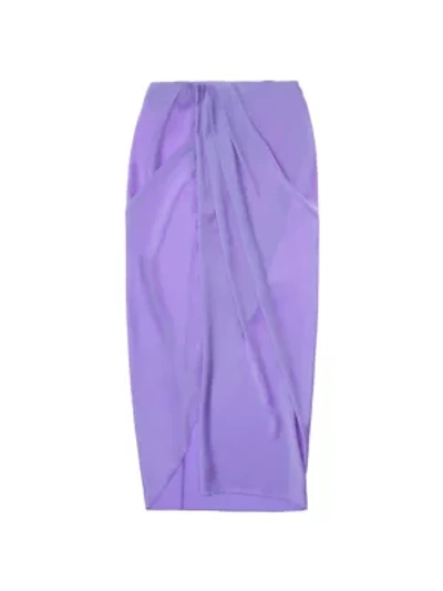 Shop Helmut Lang Draped Silk Skirt In Volactic Purple