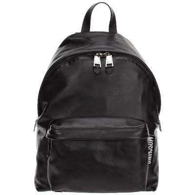 Shop Moschino Men's Leather Rucksack Backpack Travel In Black