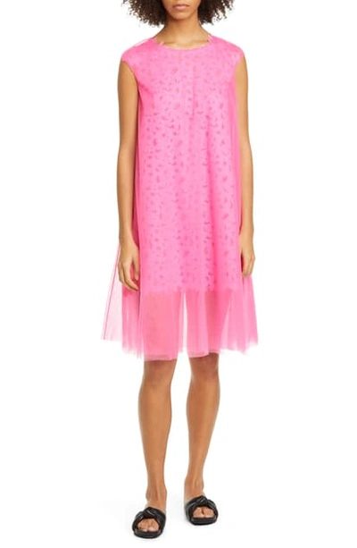 Shop Paskal Laser Cut Butterfly Tulle Shift Dress In Candy Pink