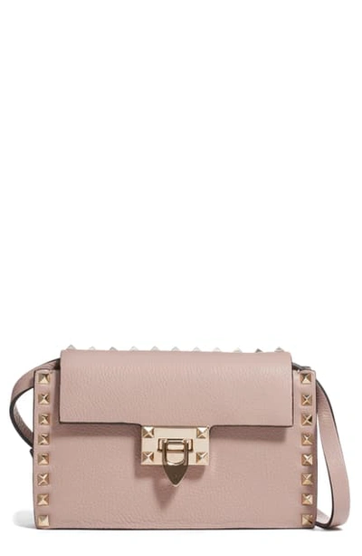 Shop Valentino Small Rockstud Leather Shoulder Bag In Nero