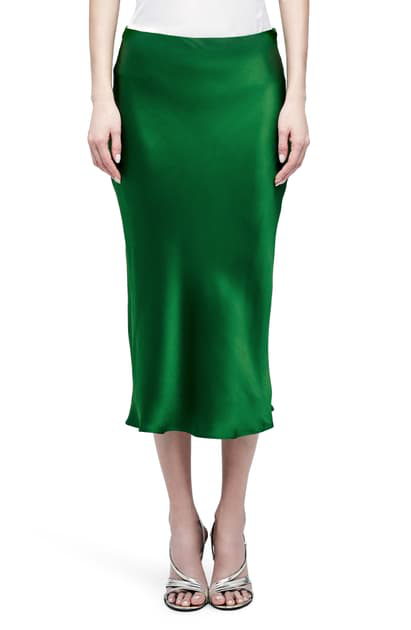 green bias skirt