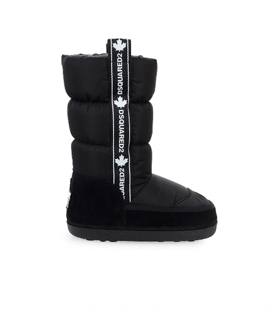 Shop Dsquared2 Marvin Black Nylon White Logo Snow Boot In Nero (black)