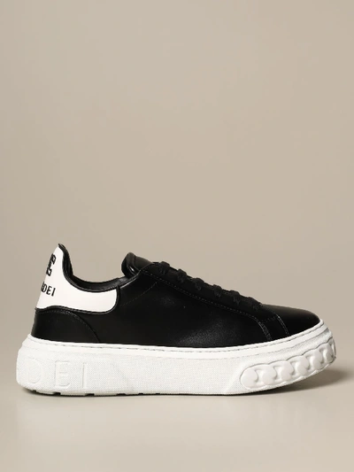 Shop Casadei Sneakers In Leather With C-chain Logo In Black
