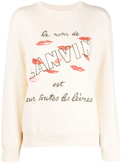 Shop Lanvin Slogan Print Sweatshirt In Neutrals