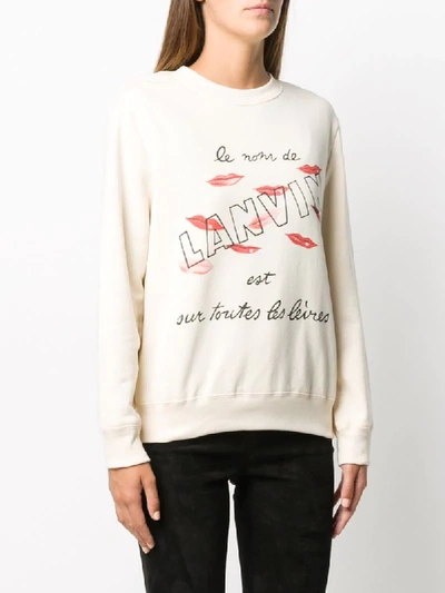 Shop Lanvin Slogan Print Sweatshirt In Neutrals