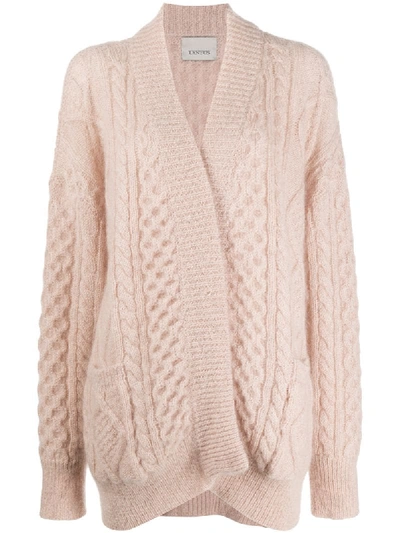 Shop Laneus Oversized Argyle Knit Cardigan In Pink