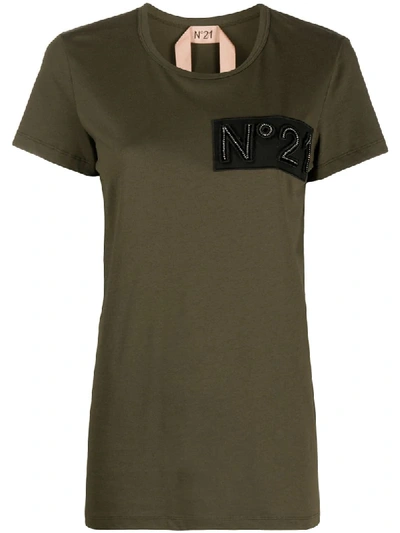 Shop N°21 Embroidered-logo Cotton T-shirt In Green