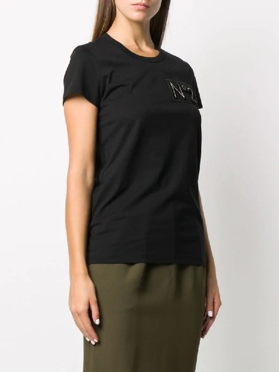 Shop N°21 Embroidered-logo Cotton T-shirt In Black