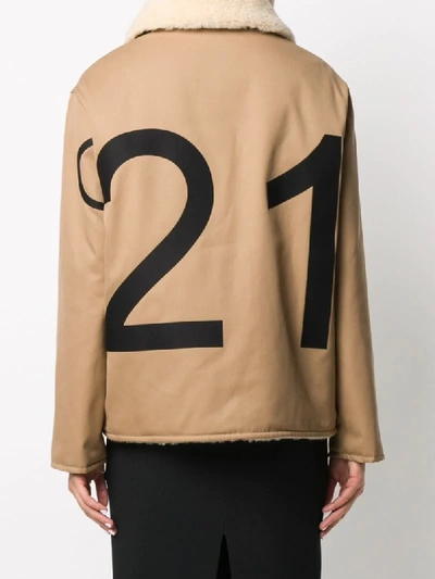 Shop N°21 Logo-print Zip-up Jacket In Brown