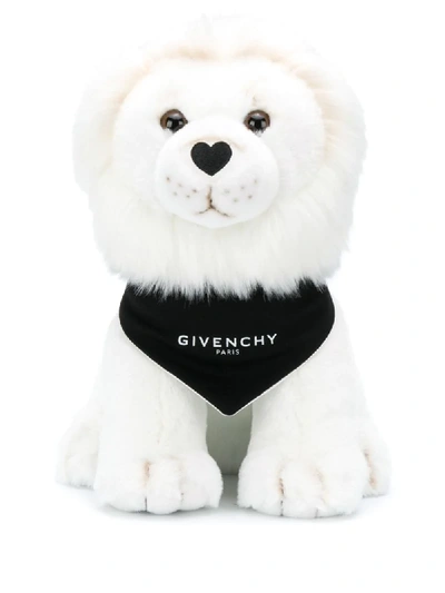 Shop Givenchy Logo Print Lion Soft Toy In White