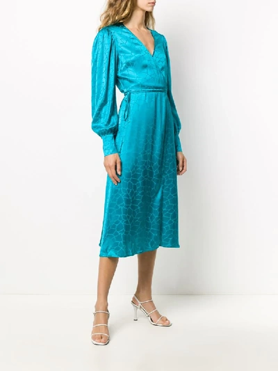 Shop Andamane Crocodile Print Wrap Dress In Blue