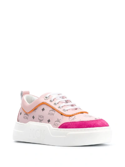 Shop Mcm Skyward Platform Sneakers In Pink