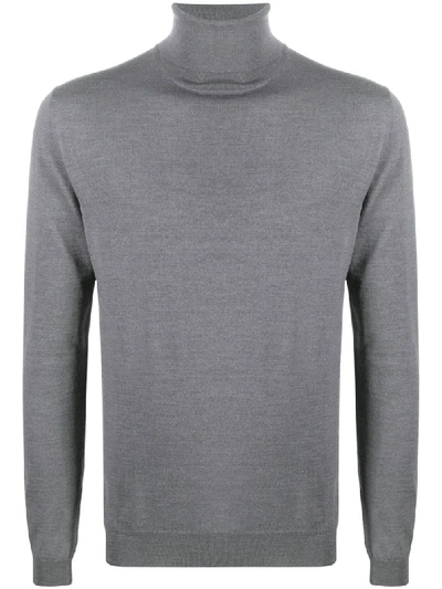 Shop Zanone Rib-trimmed Roll Neck Jumper In Grey