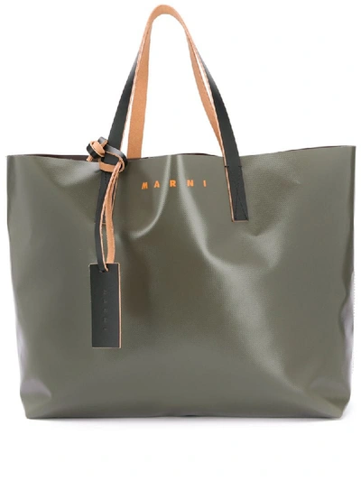 Shop Marni Colour-block Tote Bag In Brown