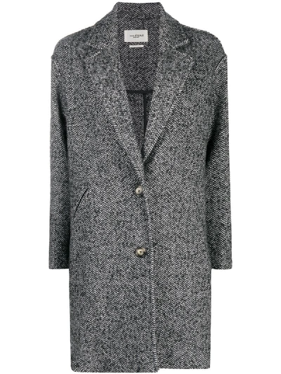 Shop Isabel Marant Étoile Zigzag Patterned Knitted Coat In Grey