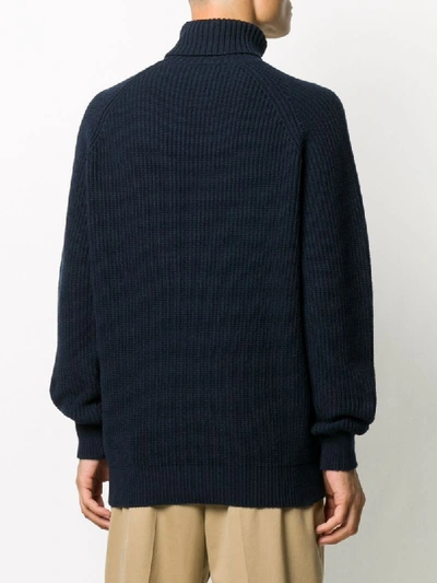 Shop Ballantyne Logo Patch Roll-neck Cashmere Jumper In Blue