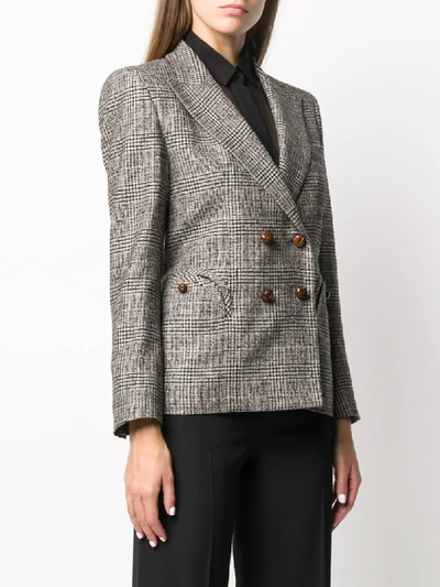 Shop Blazé Milano Check Patterned Double-breasted Blazer In Brown