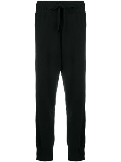 Shop P.a.r.o.s.h Drawstring Waist Cashmere Track Pants In Black