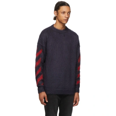 Shop Off-white Navy Mohair Diag Sweater In Dark Grey