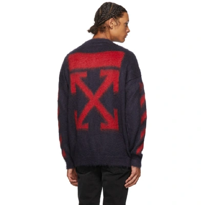 Shop Off-white Navy Mohair Diag Sweater In Dark Grey