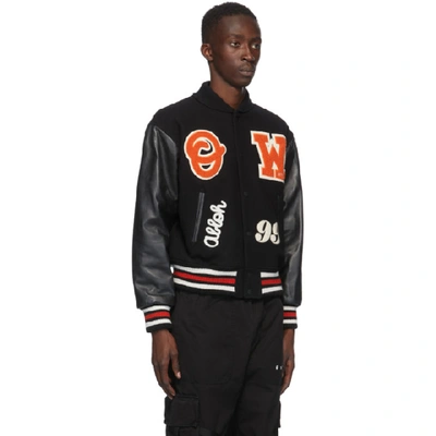 Shop Off-white Black And Orange Varsity Bomber Jacket