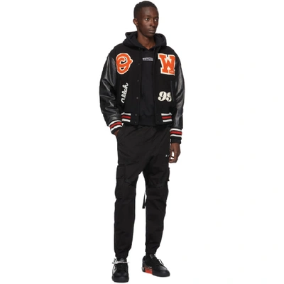 Shop Off-white Black And Orange Varsity Bomber Jacket