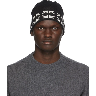 Shop Off-white Black And White Wool Arrows Beanie In Black/white