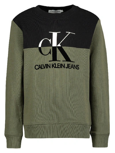 Shop Calvin Klein Kids Monogram Colour Block In Green