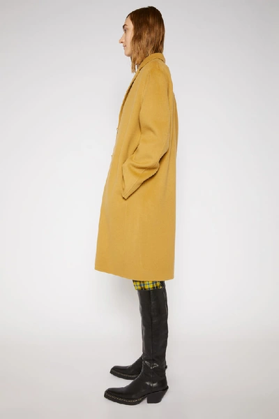 Shop Acne Studios Single-breasted Wool Coat Straw Yellow