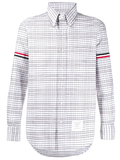 Shop Thom Browne Armband Stripe Checked Shirt In White