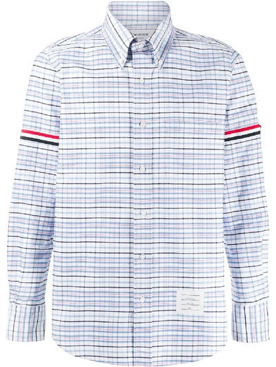 Shop Thom Browne Checked Grosgrain Armband Shirt In White
