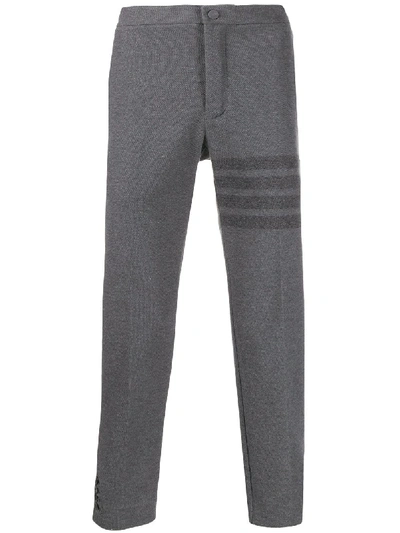 Shop Thom Browne Slim-fit Tonal 4-bar Trousers In Grey