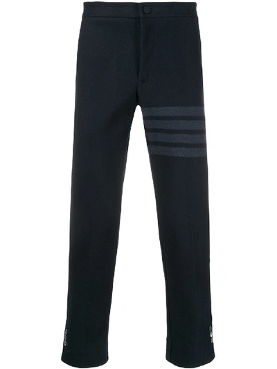 Shop Thom Browne Slim-fit Tonal 4-bar Trousers In Blue