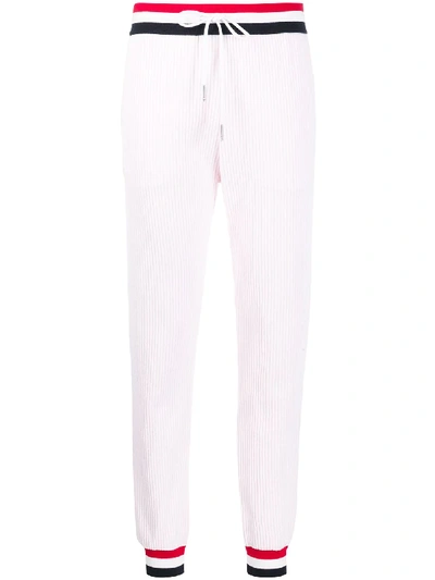 Shop Thom Browne Ribbed Track Pants In Pink