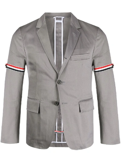 Shop Thom Browne Unconstructed Grosgrain Armband Sport Coat In Grey