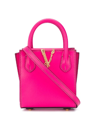 Shop Versace Virtus Small Handbag In Pink