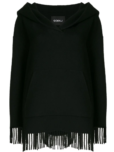 Shop Goen J Handsewn Double-faced Wool Hoodie In Black